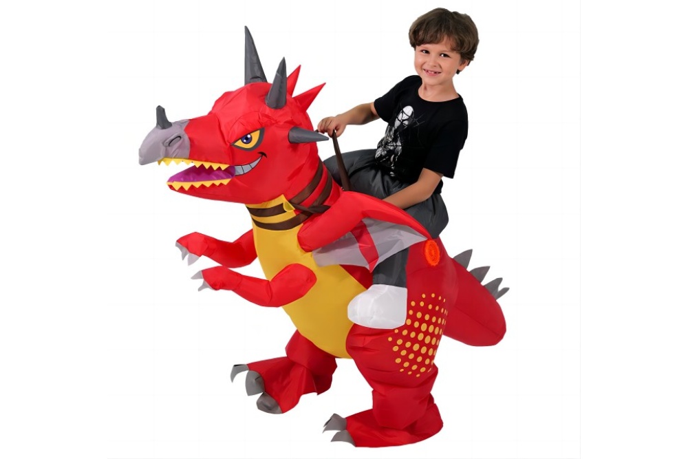 Kids Red Dragon Ride On Inflatable Costume